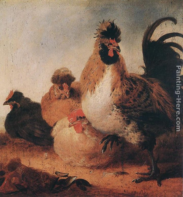 Rooster and Hens painting - Aelbert Cuyp Rooster and Hens art painting